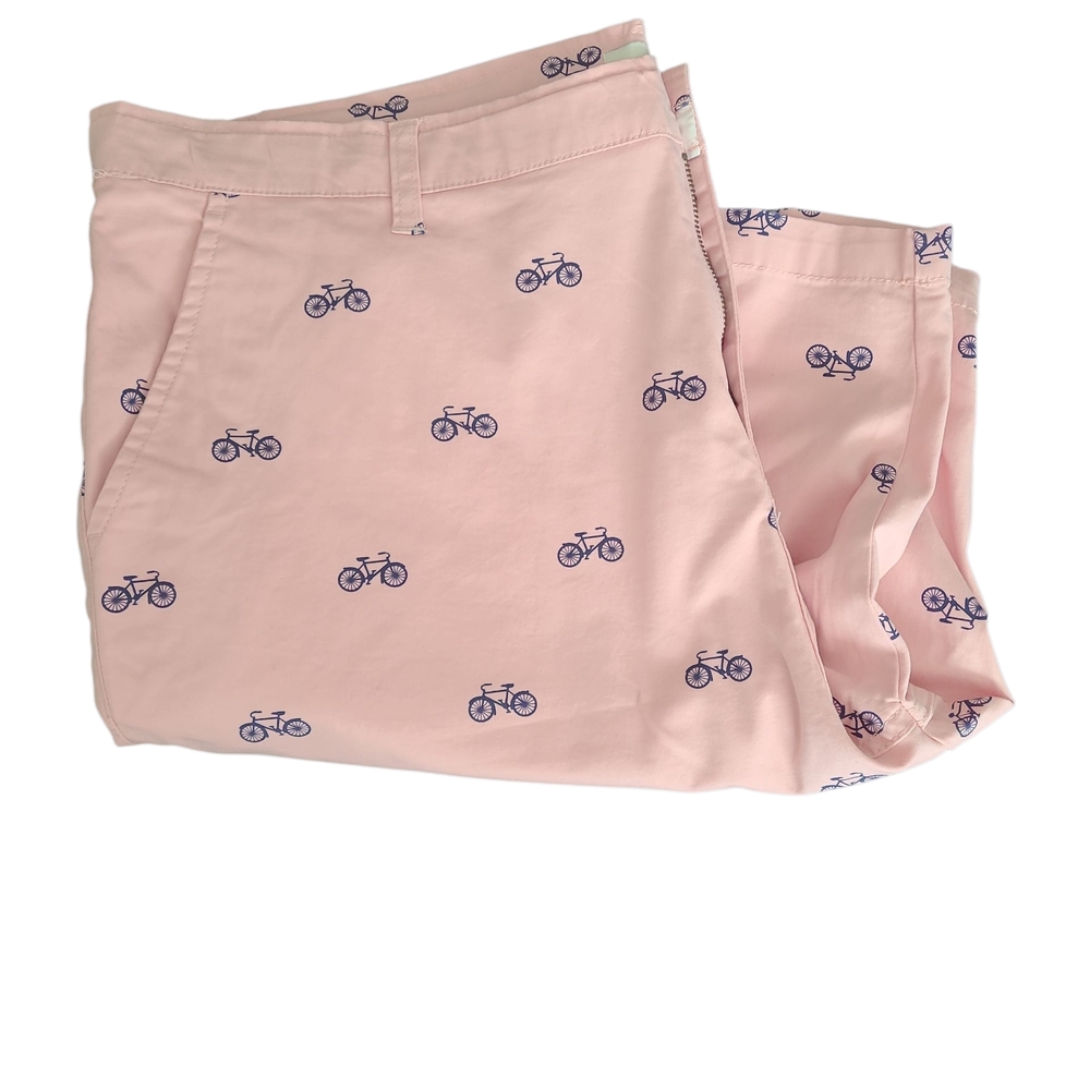 Hudson Jeans Pink Cargo Shorts with Bicycle Print
